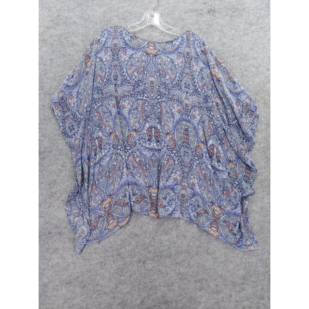 J.Jill Paisley Print Caftan Top Poncho Blouse Flowy Rayon Oversized XS/S - Picture 5 of 7